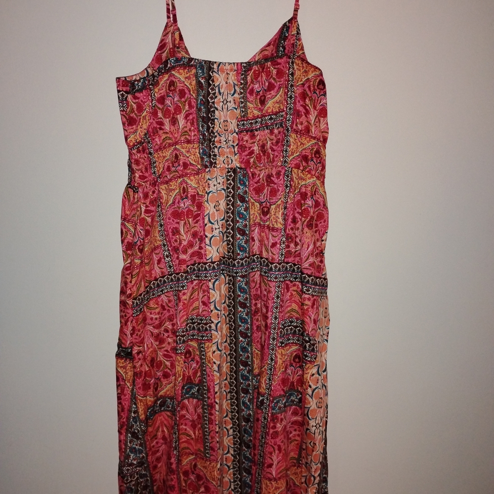 Old Navy Vibrant Pink and Black Midi Dress